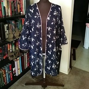 Floral Navy Kimono Cardigan